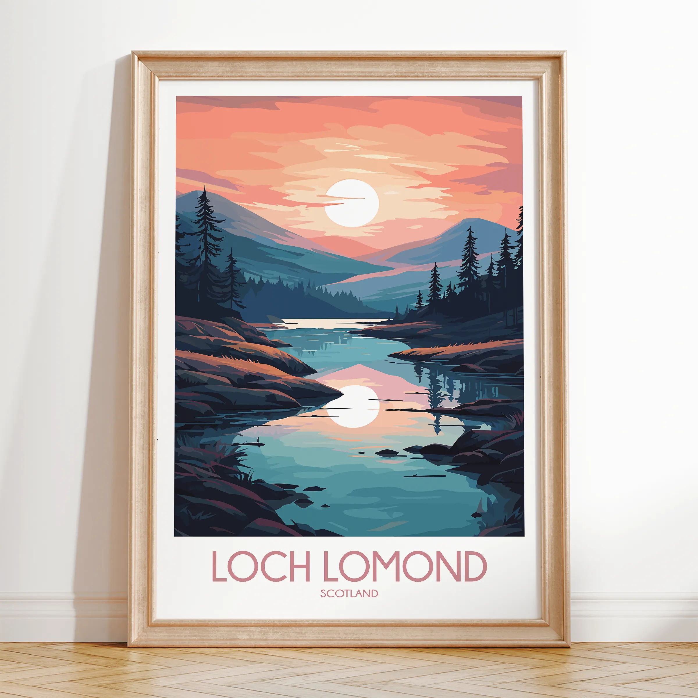 Loch Lomond Retro Travel Illustration