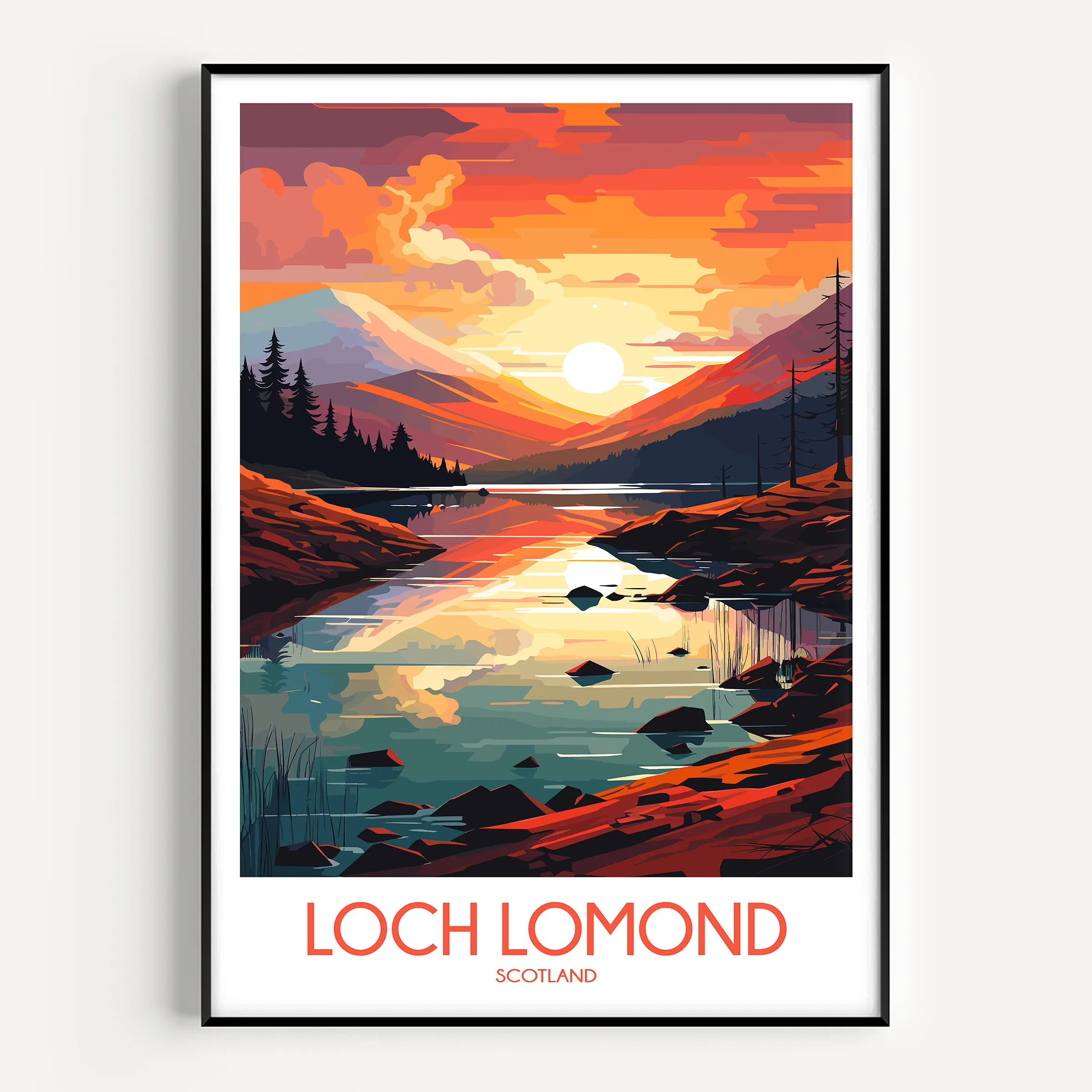 Loch Lomond Retro Travel Illustration