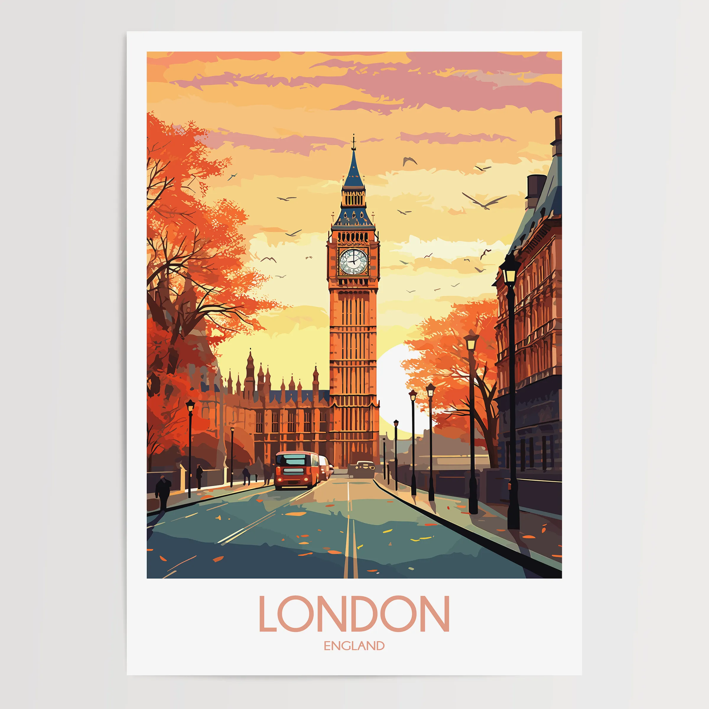 London Retro Travel Illustration