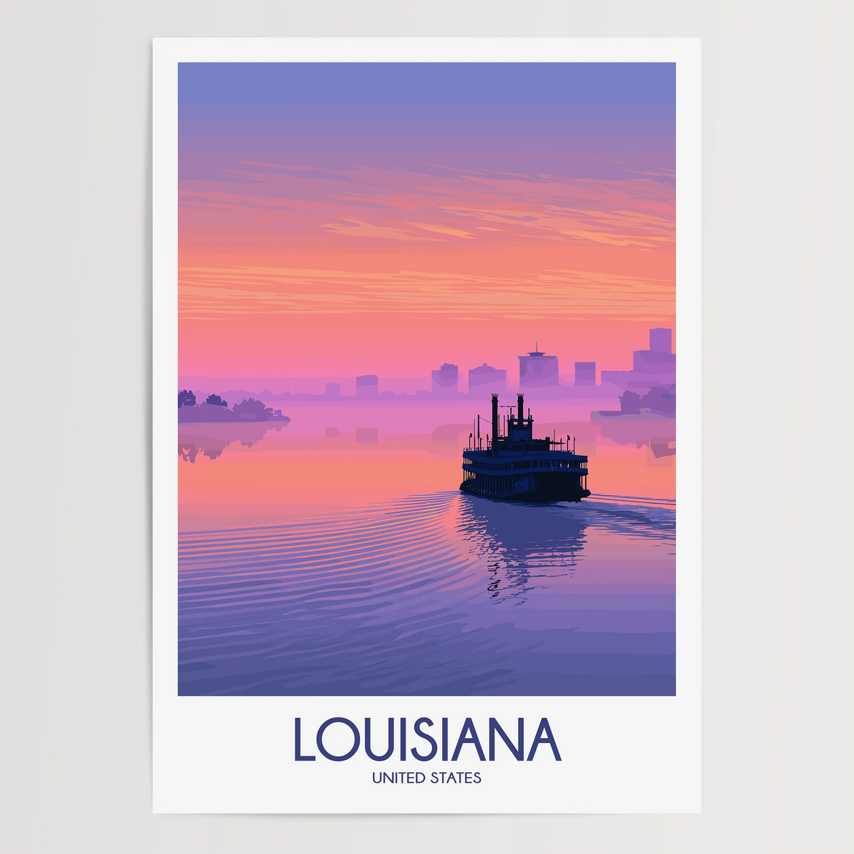 Louisiana Retro Travel Illustration