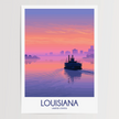 Louisiana Retro Travel Illustration