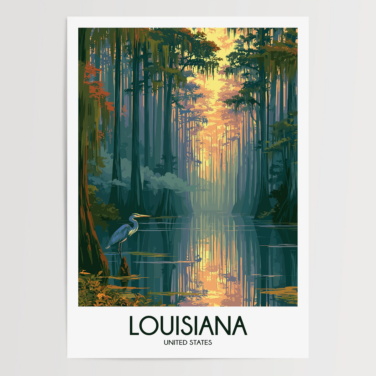 Louisiana Vintage Style Print