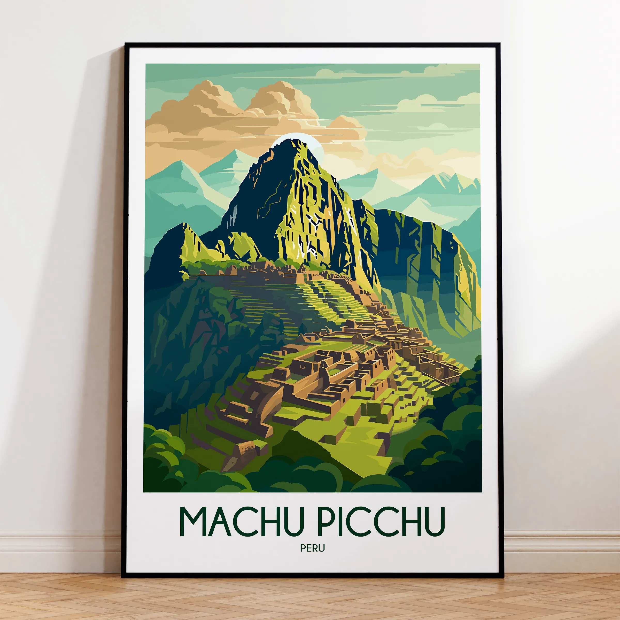 Machu Picchu Retro Travel Illustration