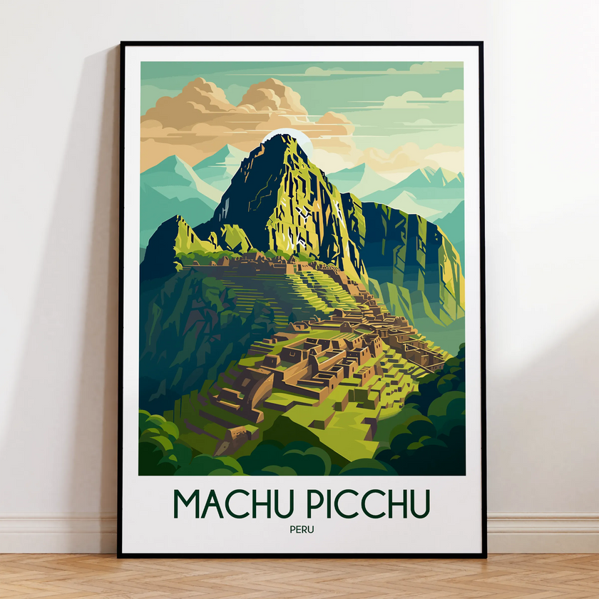Machu Picchu Retro Travel Illustration