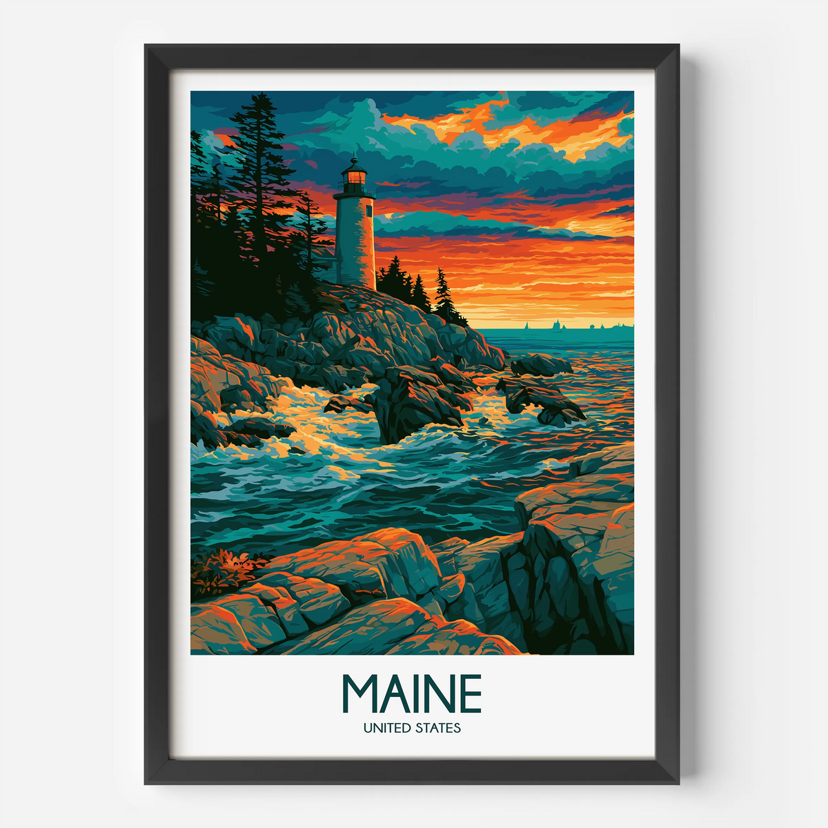 Maine Modern Travel Poster
