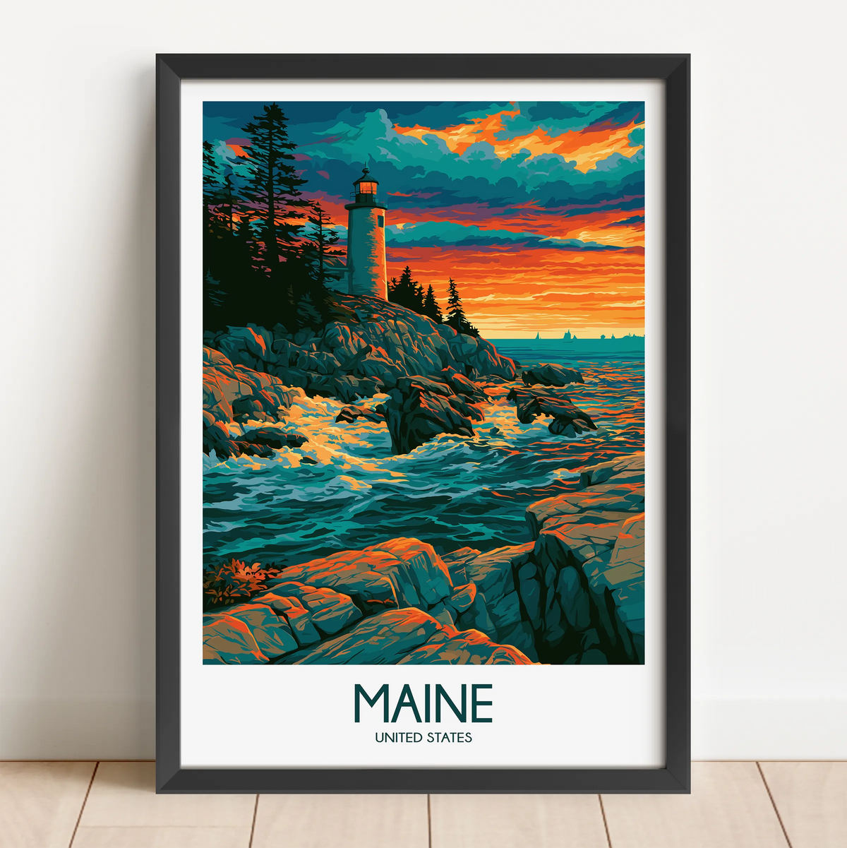 Maine Retro Travel Illustration