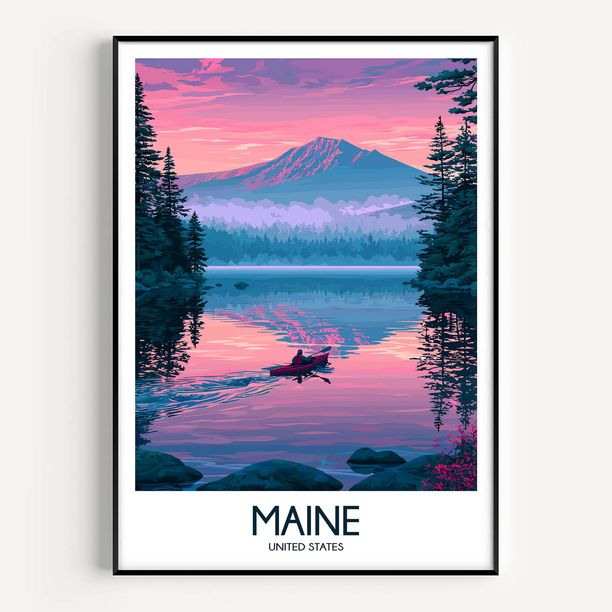 Maine Retro Travel Illustration