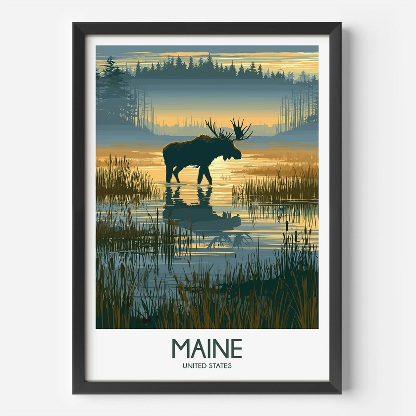 Maine Vintage Style Print