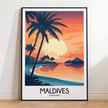 Maldives Modern Travel Poster