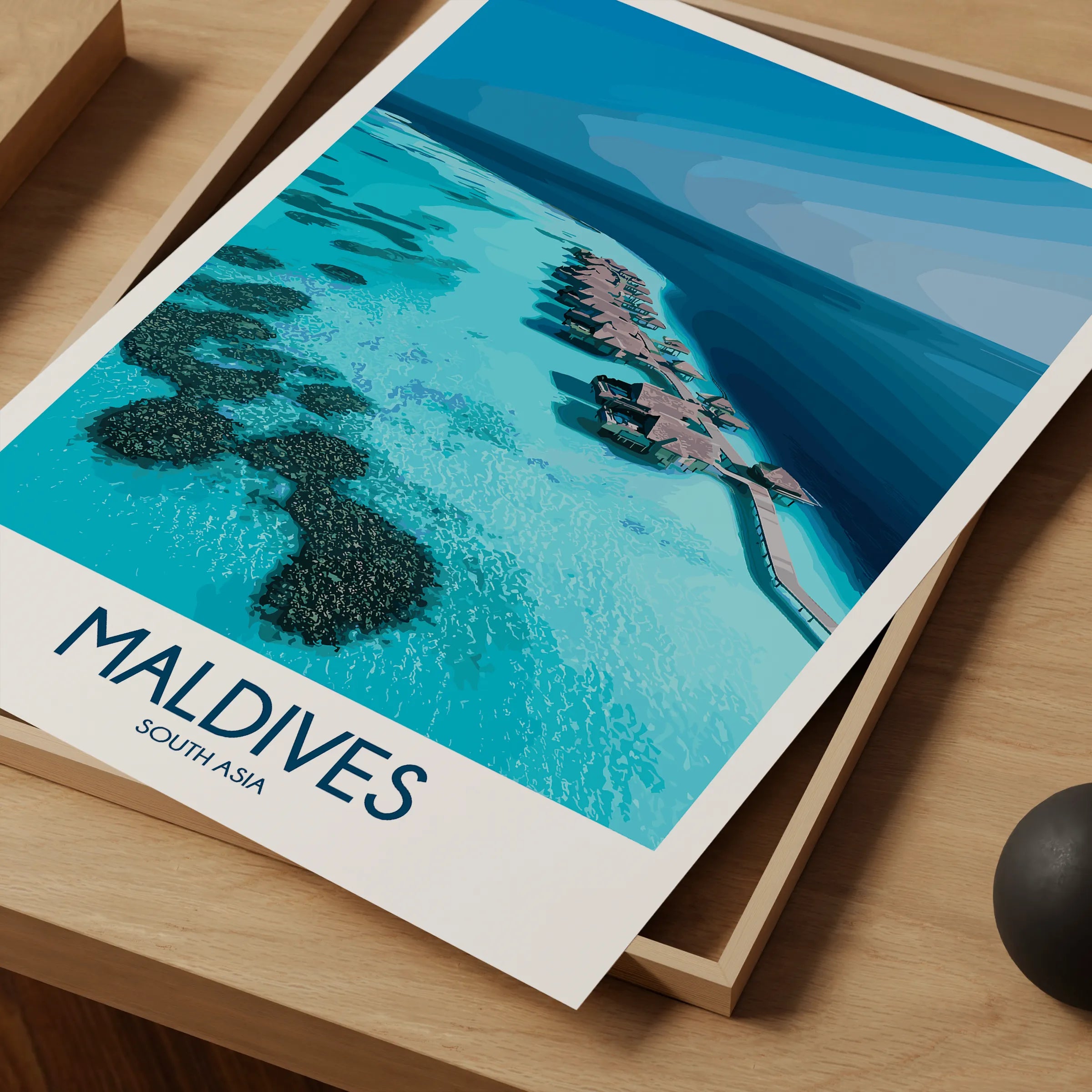 Maldives Retro Travel Illustration
