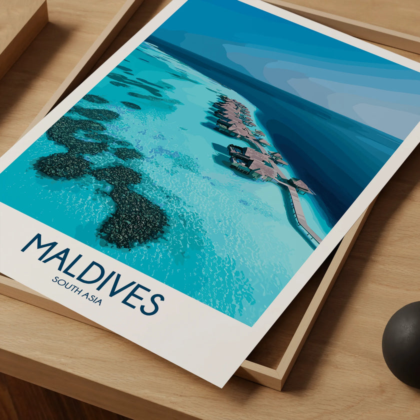 Maldives Retro Travel Illustration