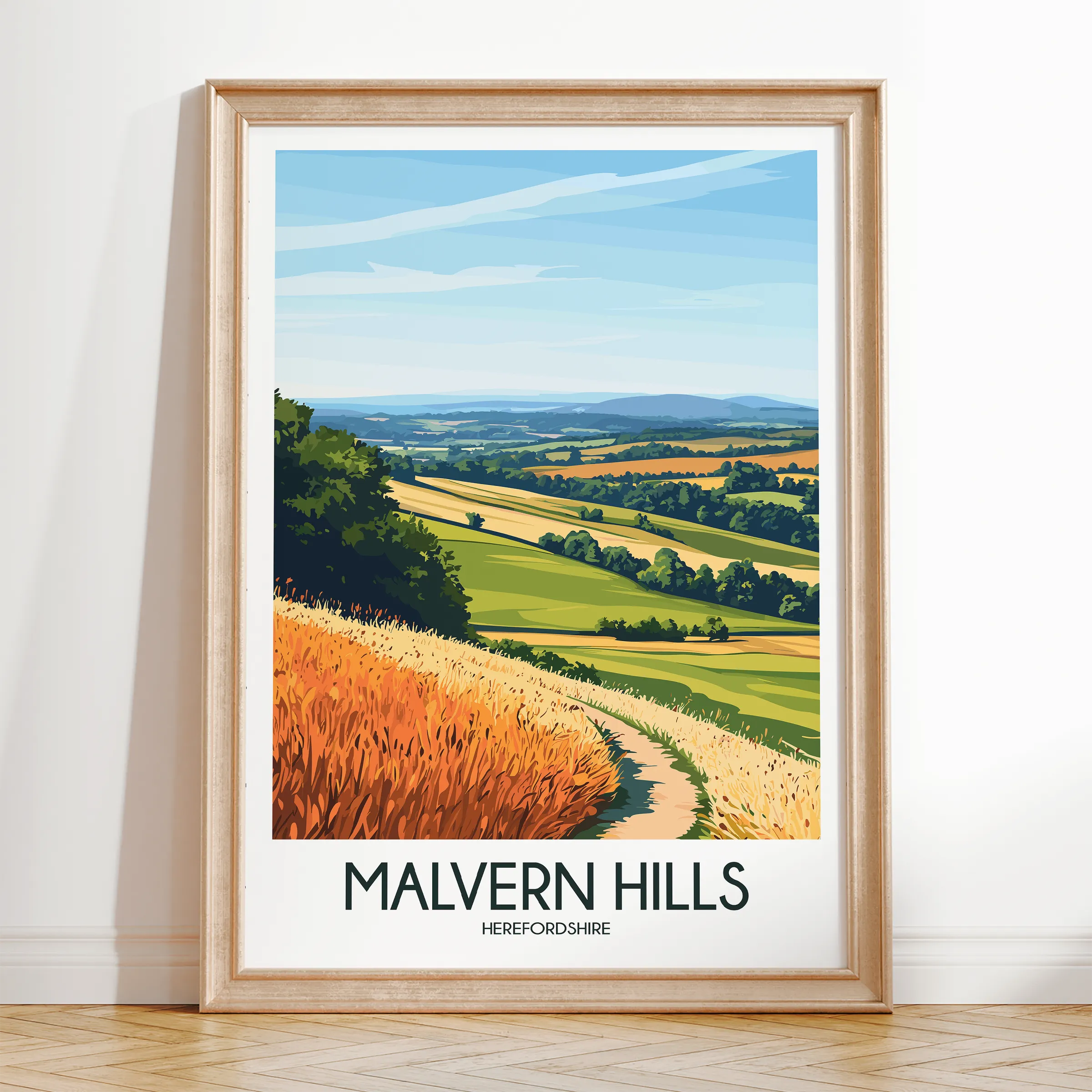Malvern Hills Modern Travel Poster