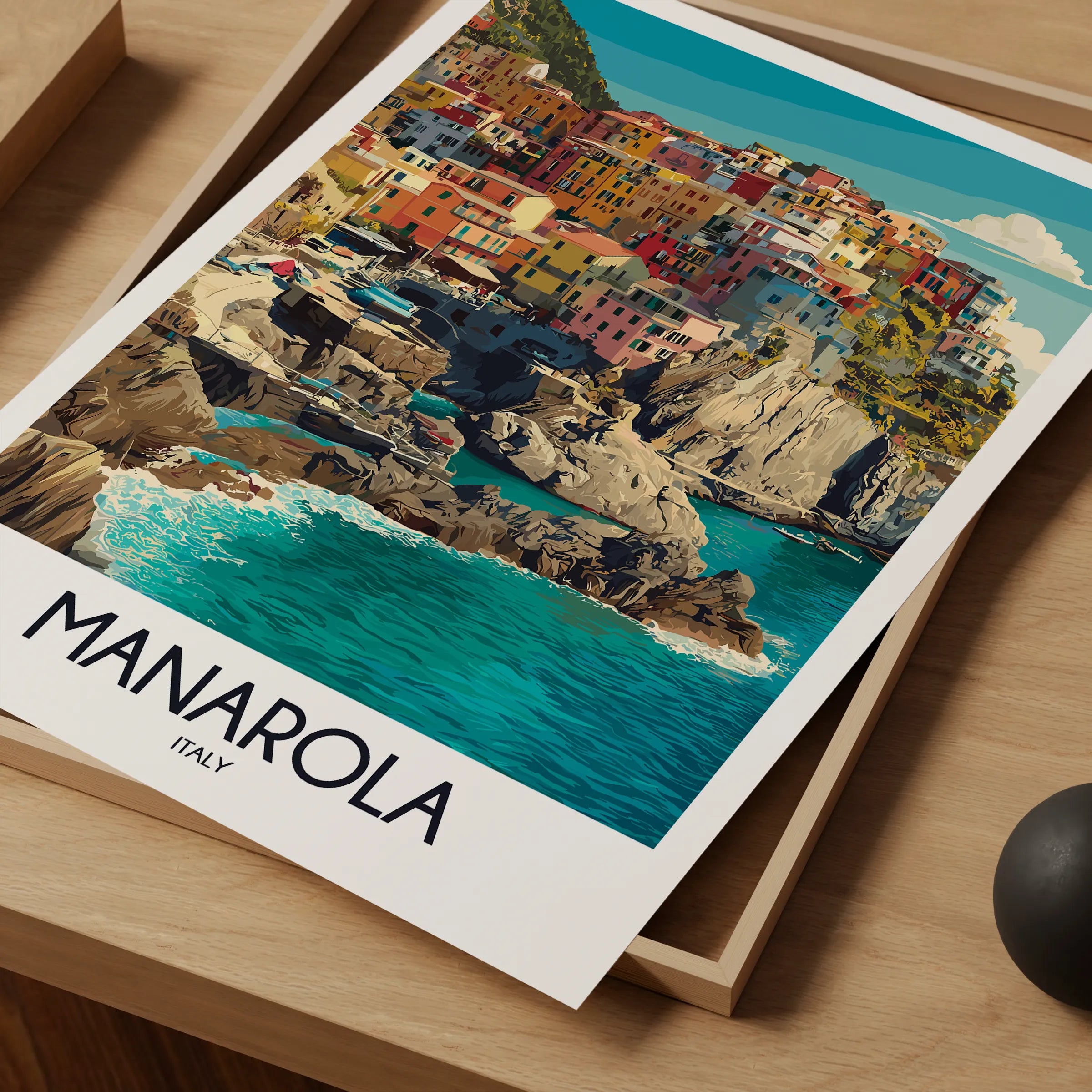 Manarola Retro Travel Illustration