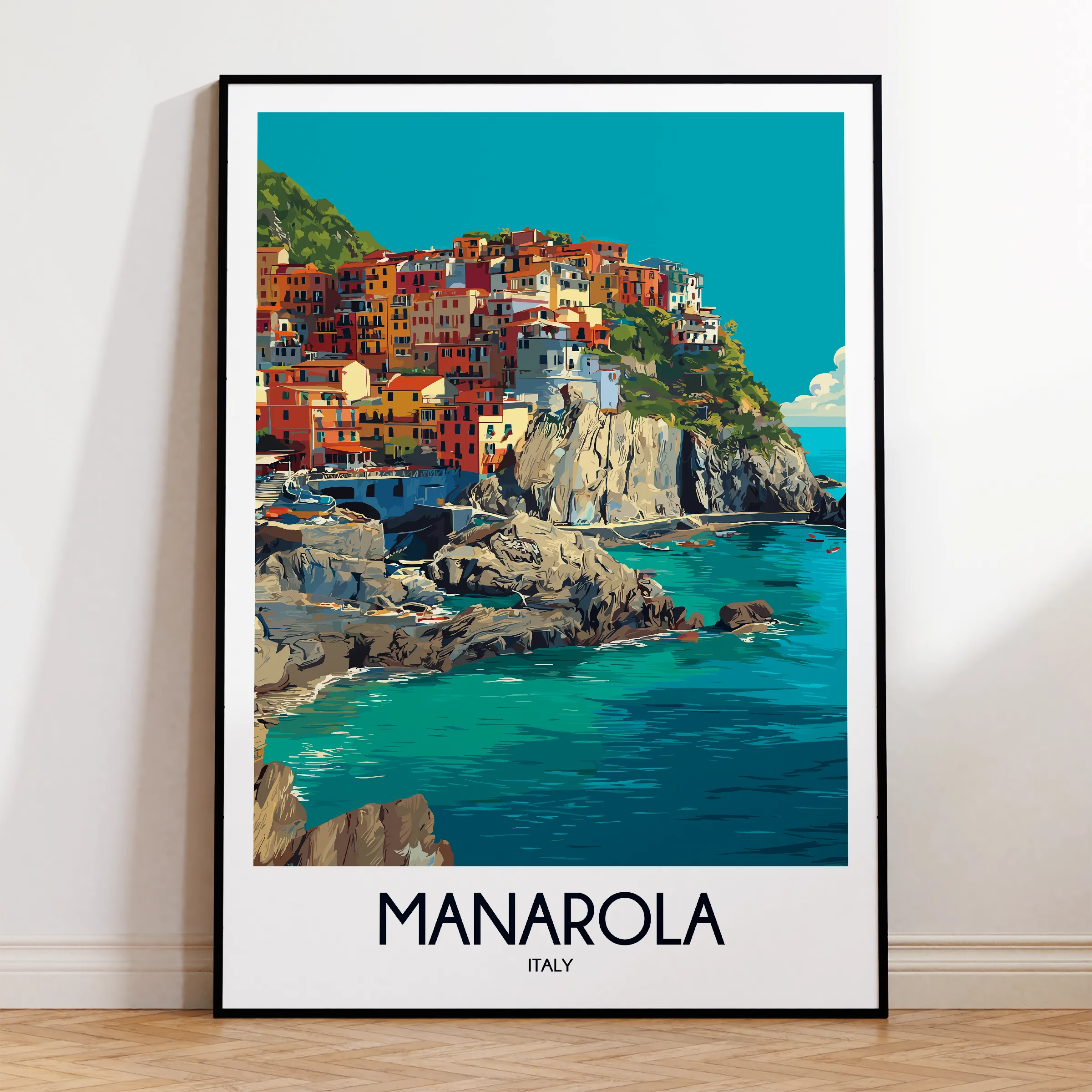 Manarola Retro Travel Illustration
