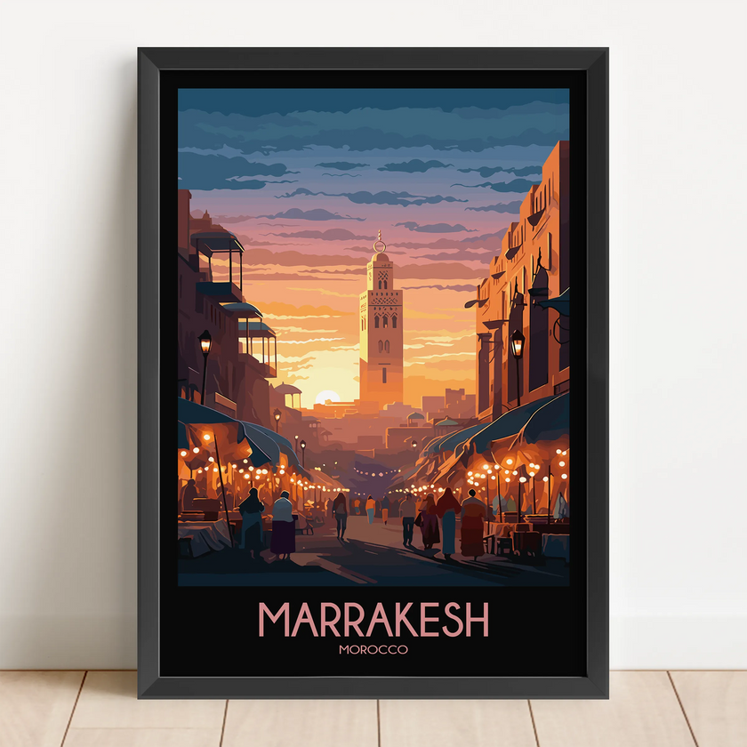 Marrakesh Retro Travel Illustration