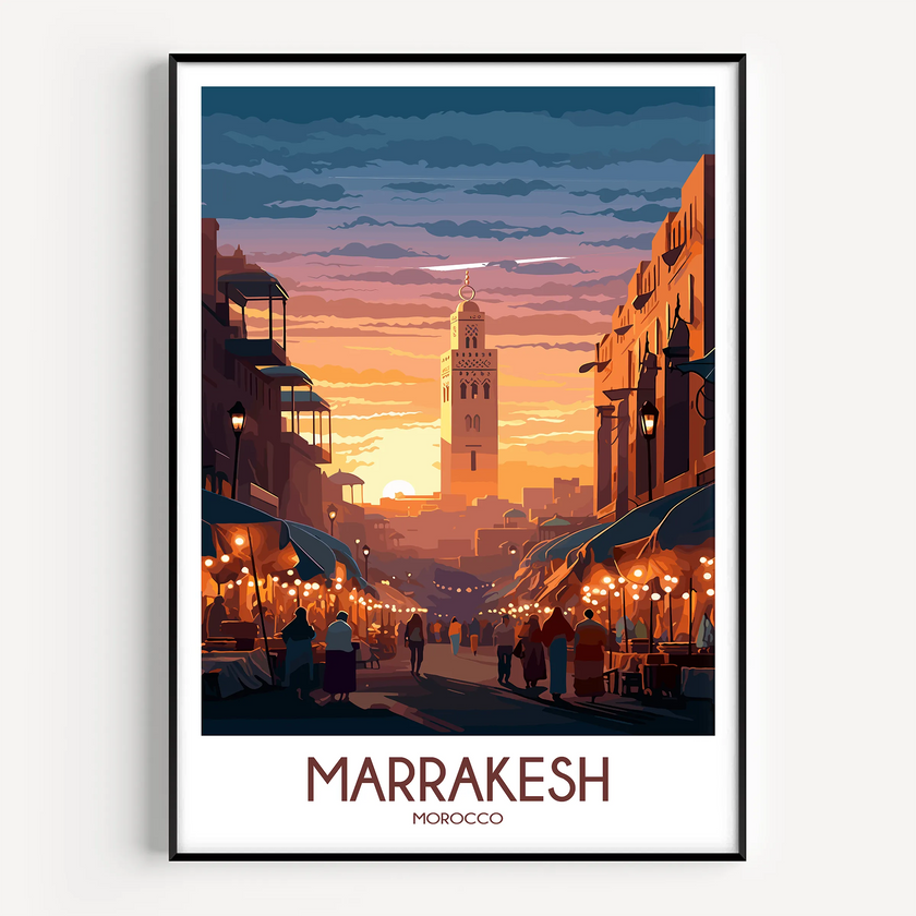 Marrakesh Retro Travel Illustration