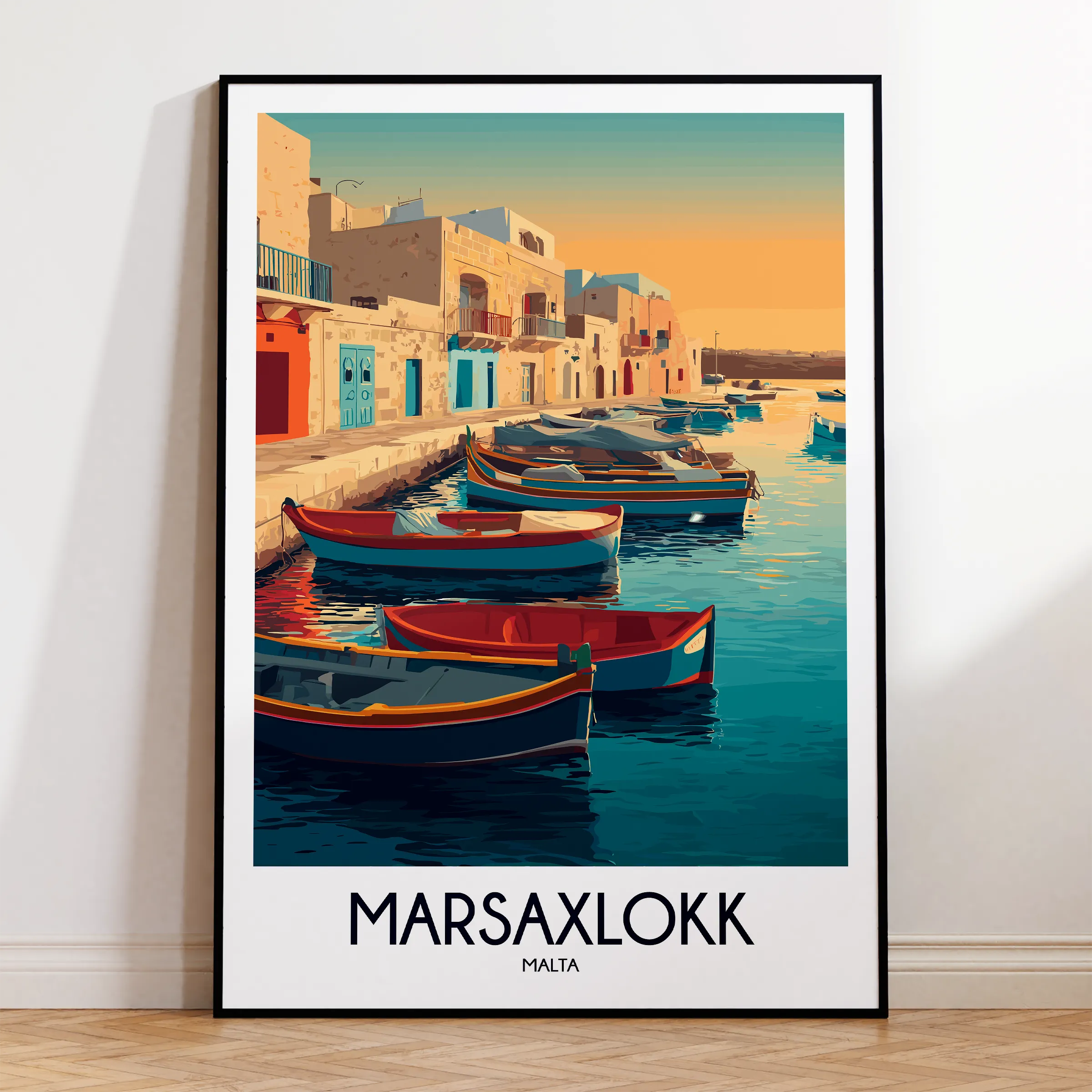 Marsaxlokk Retro Travel Illustration