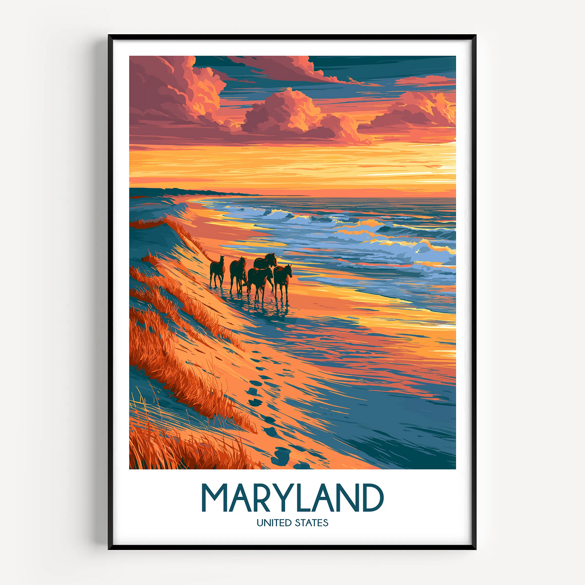 Maryland Retro Travel Illustration
