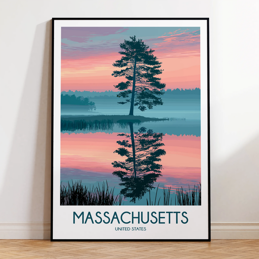 Massachusetts Minimalist Wall Art