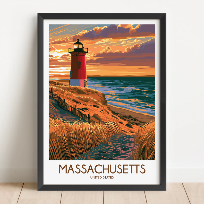 Massachusetts Vintage Style Print