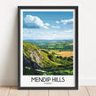 Mendip Hills Retro Travel Illustration