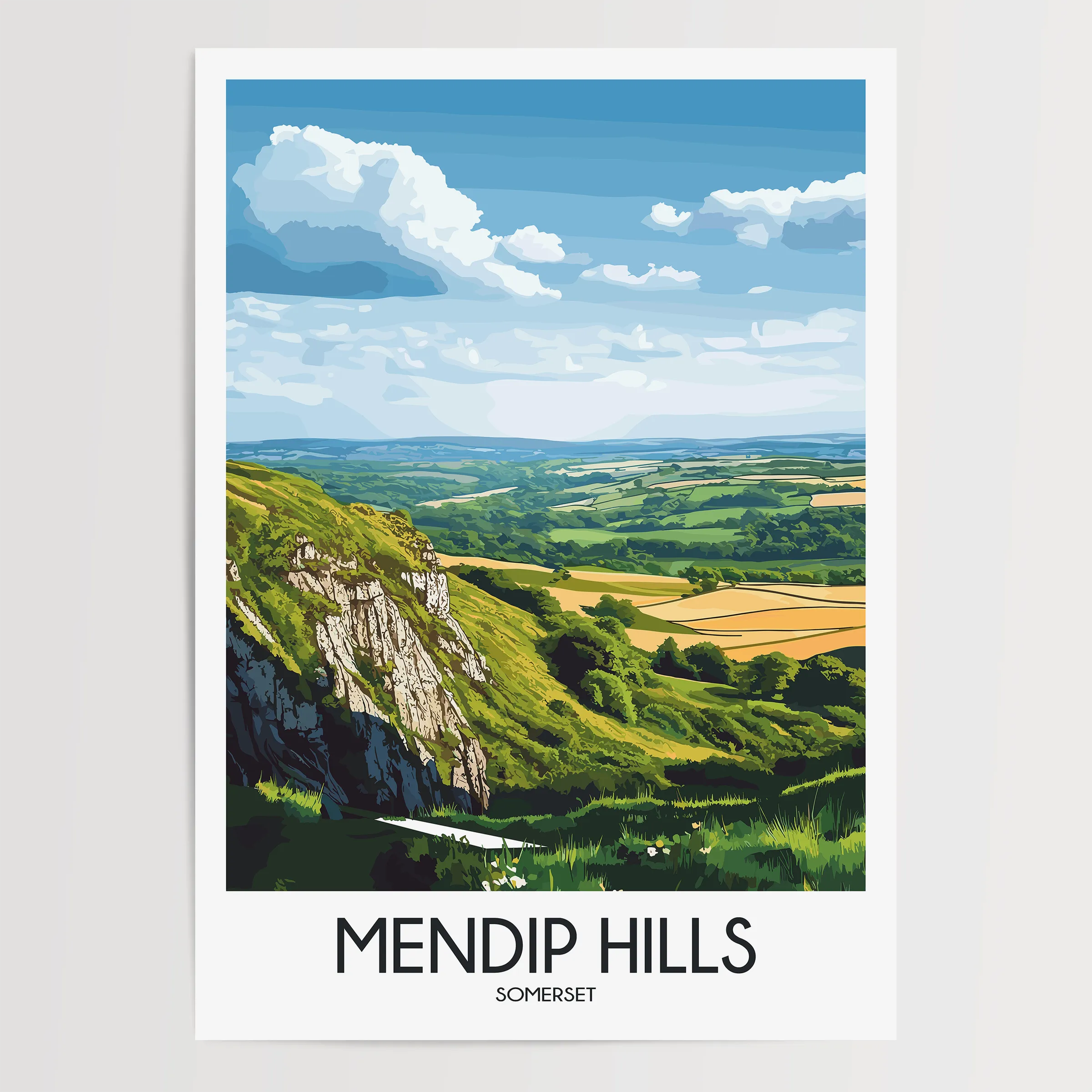 Mendip Hills Scenic Landscape Art