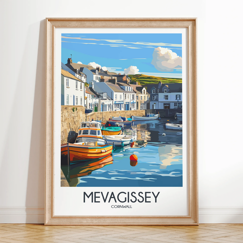 Mevagissey Retro Travel Illustration
