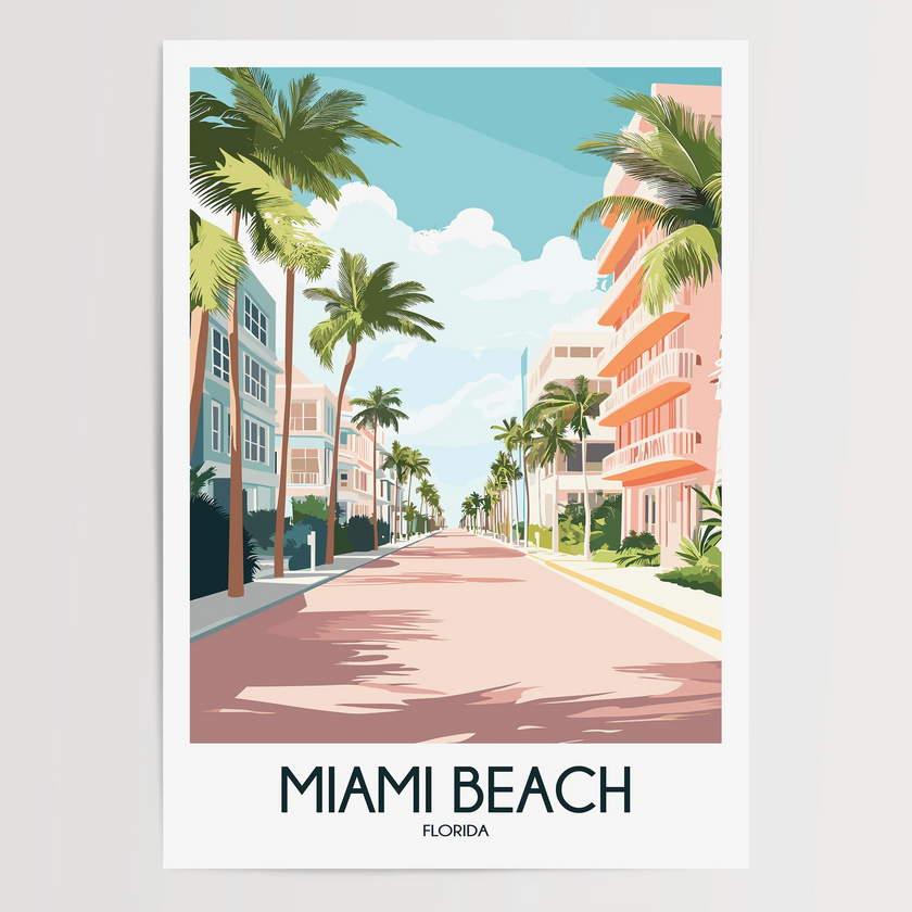 Miami Beach Modern Travel Poster