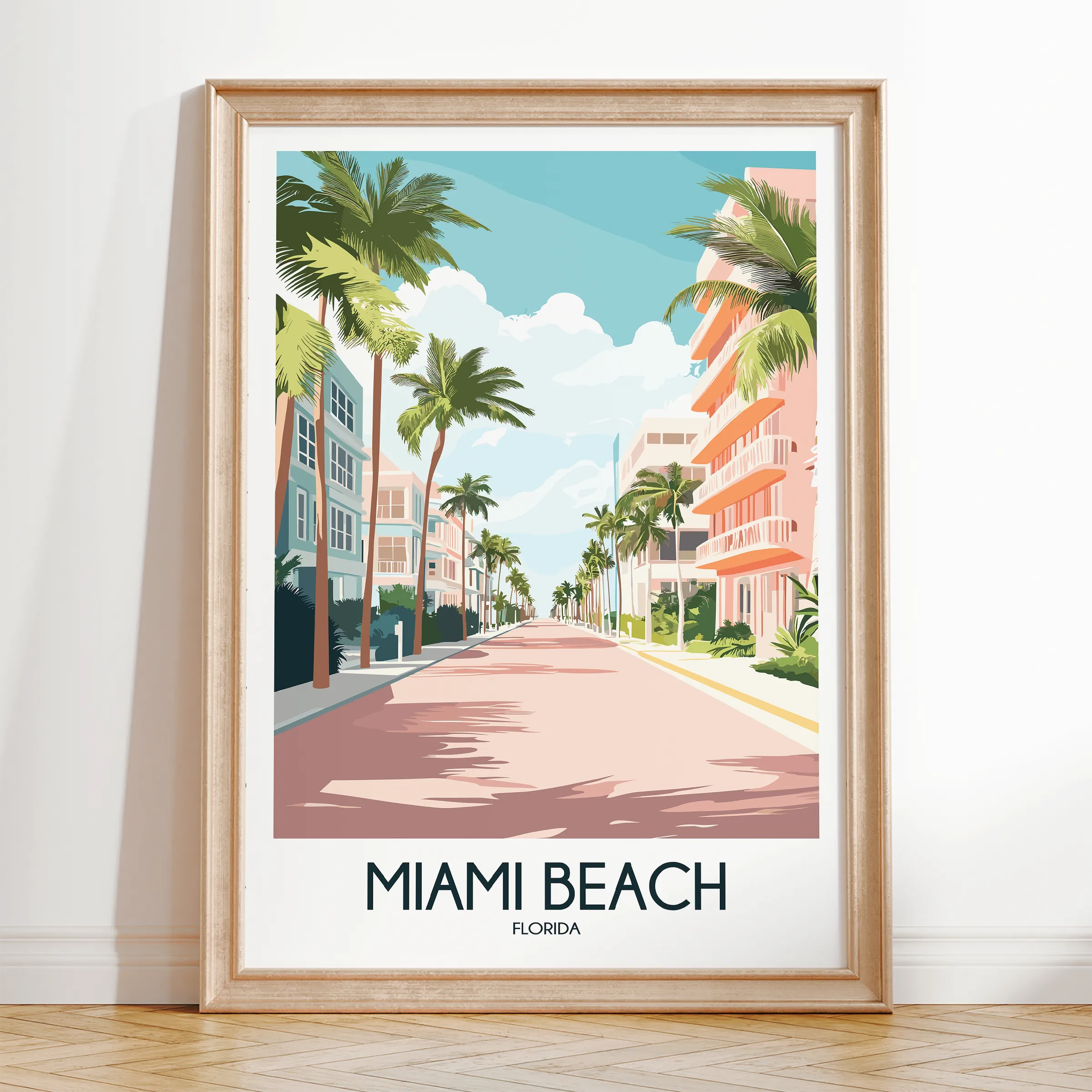 Miami Beach Retro Travel Illustration