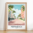 Miami Beach Retro Travel Illustration