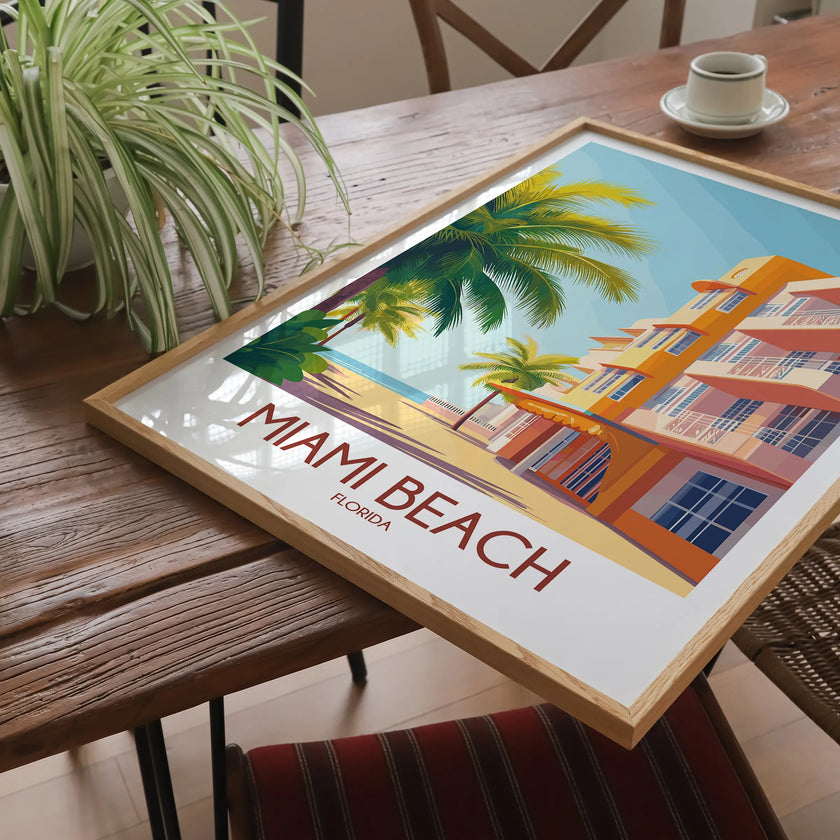 Miami Beach Vintage Style Print