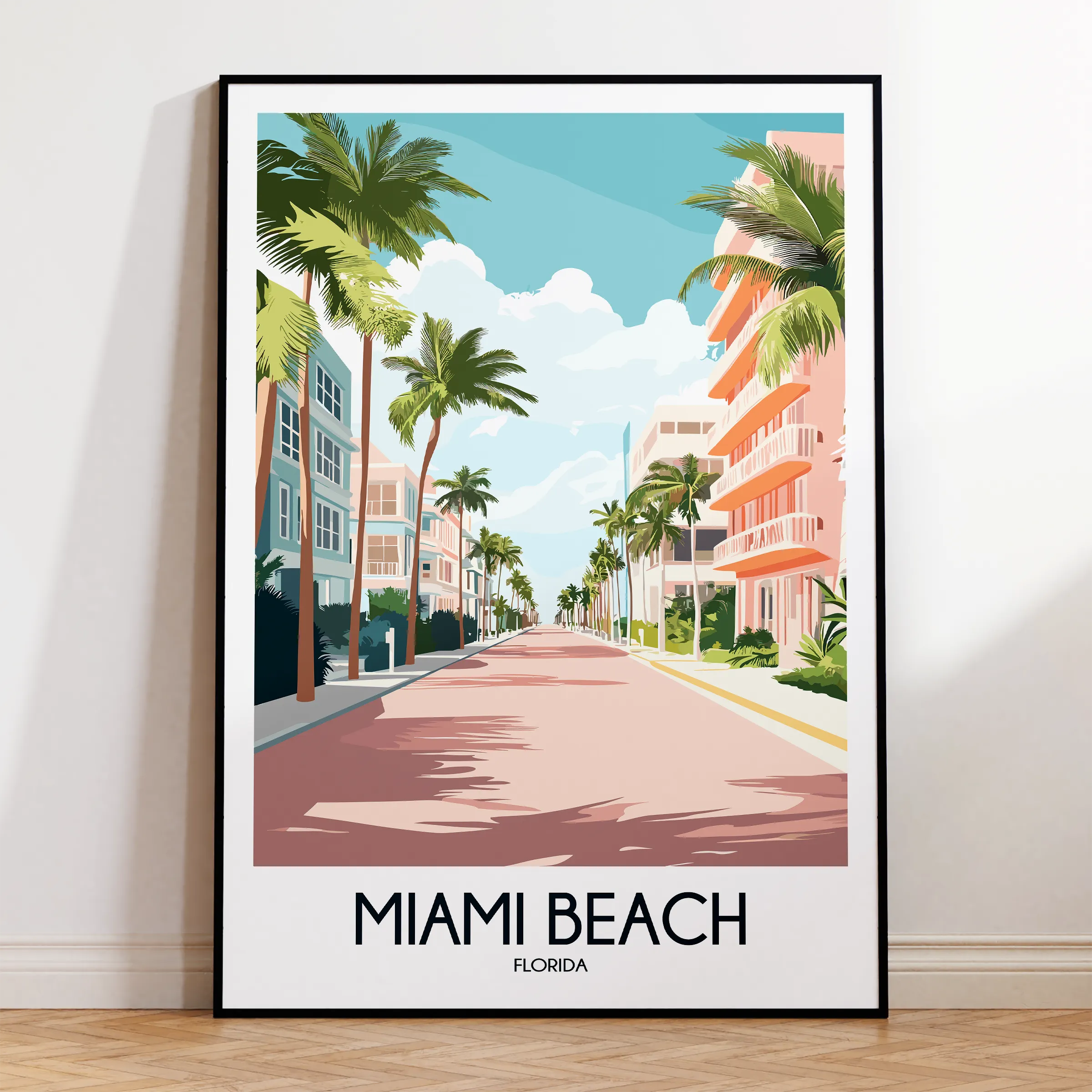 Miami Beach Vintage Style Print