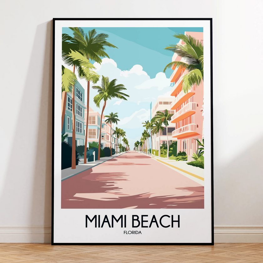 Miami Beach Vintage Style Print