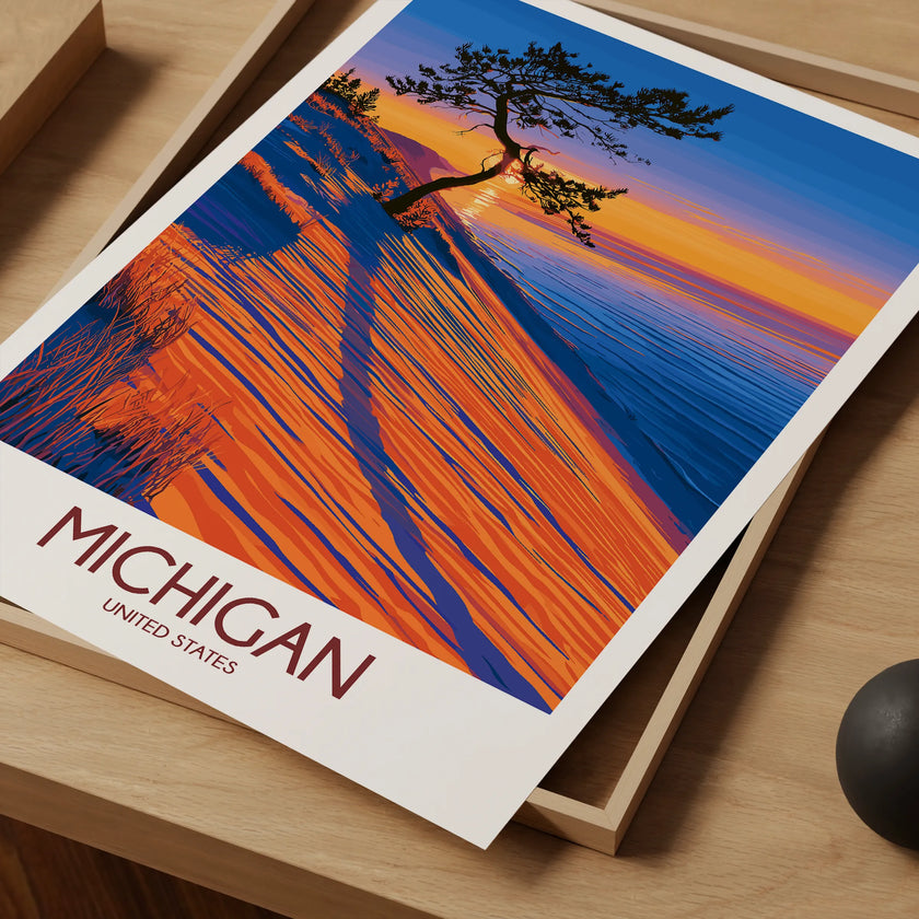 Michigan Modern Travel Poster