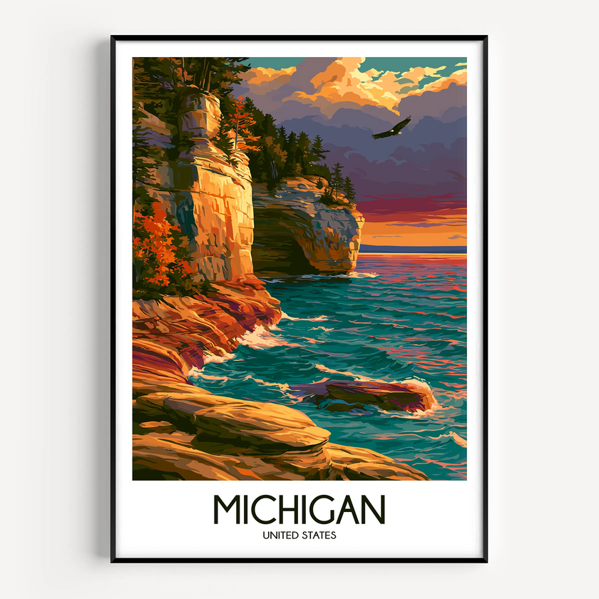 Michigan Modern Travel Poster