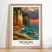 Michigan Retro Travel Illustration