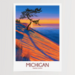 Michigan Retro Travel Illustration