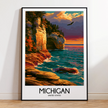 Michigan Vintage Style Print