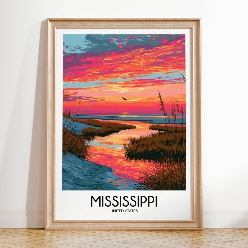 Mississippi Retro Travel Illustration