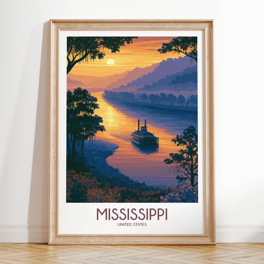 Mississippi Vintage Style Print
