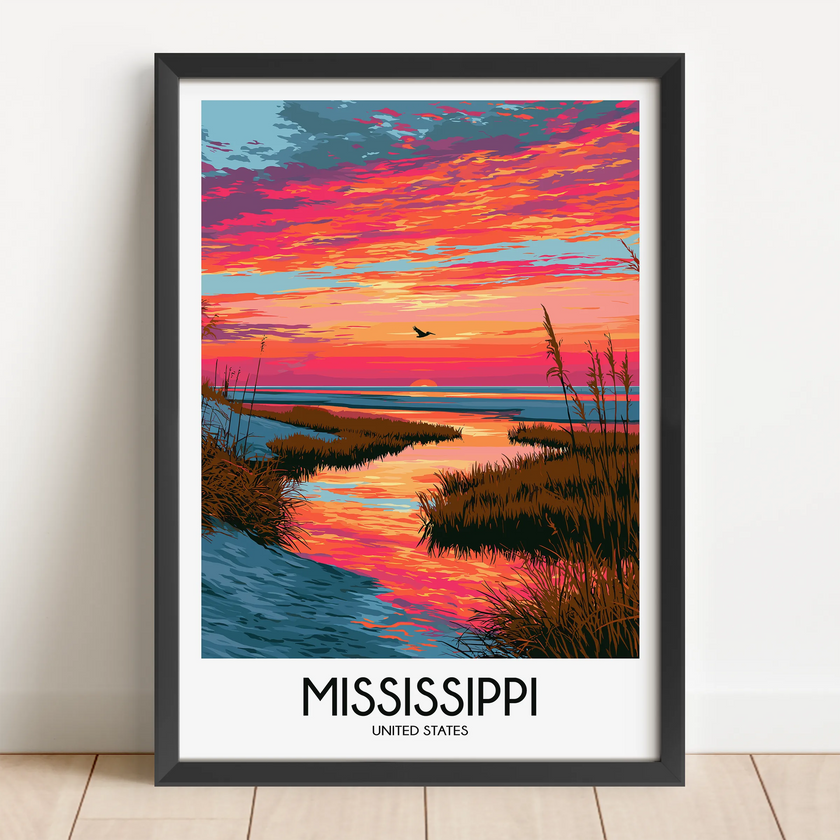 Mississippi Vintage Style Print