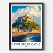 Mont Orgueil Castle Retro Travel Illustration
