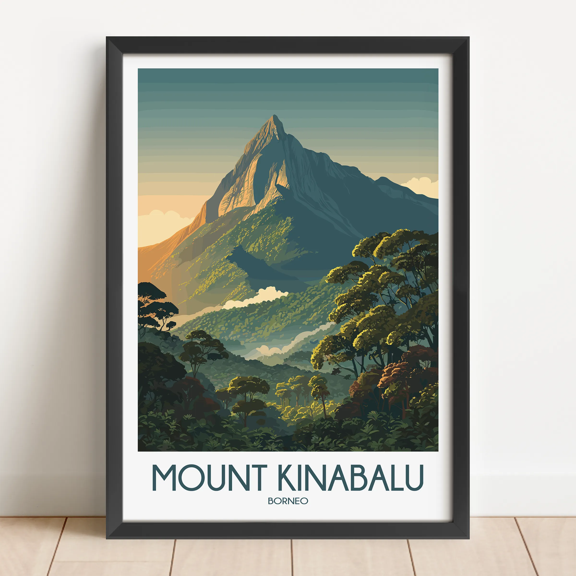 Mount Kinabalu Vintage Style Print