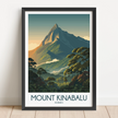 Mount Kinabalu Vintage Style Print