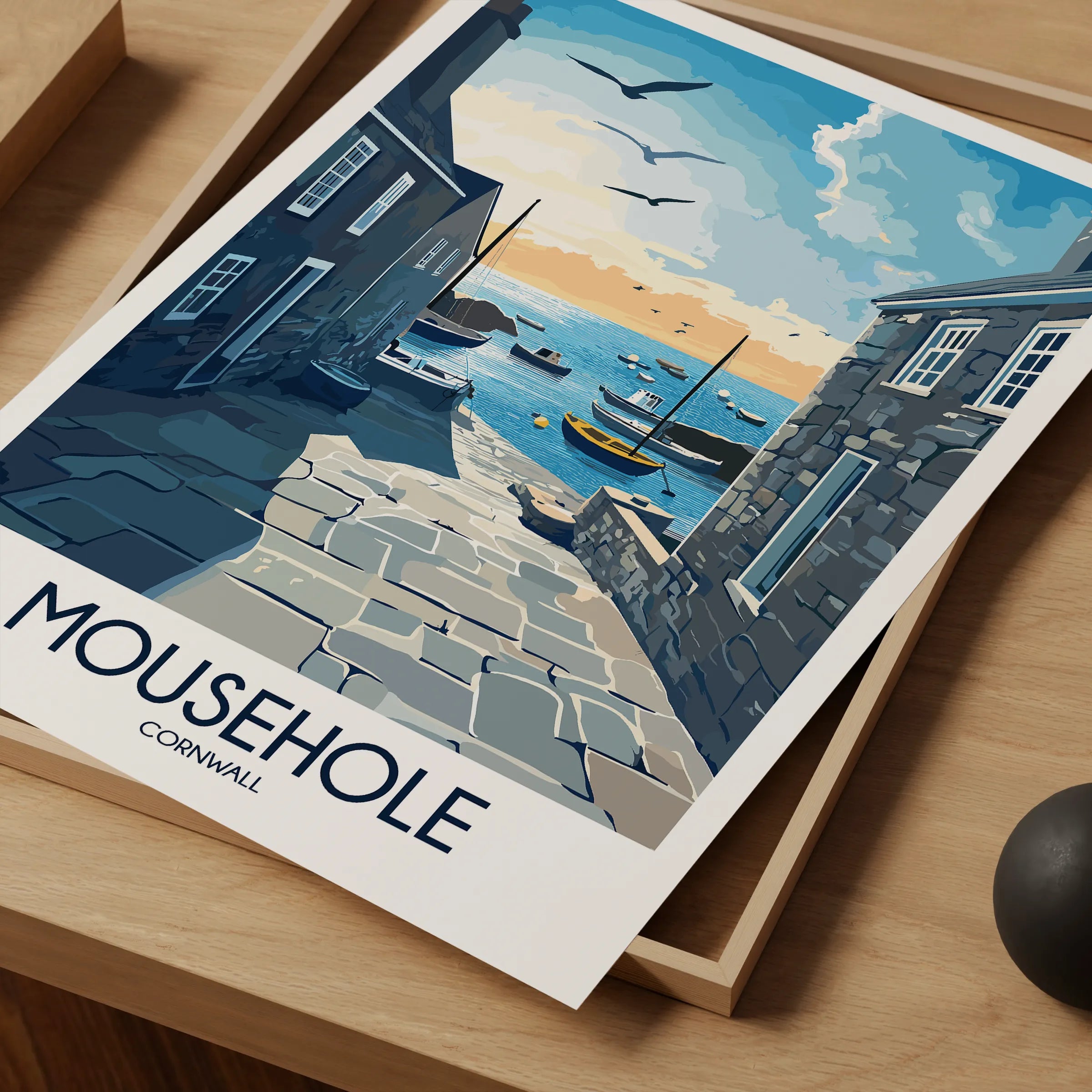 Mousehole Retro Travel Illustration