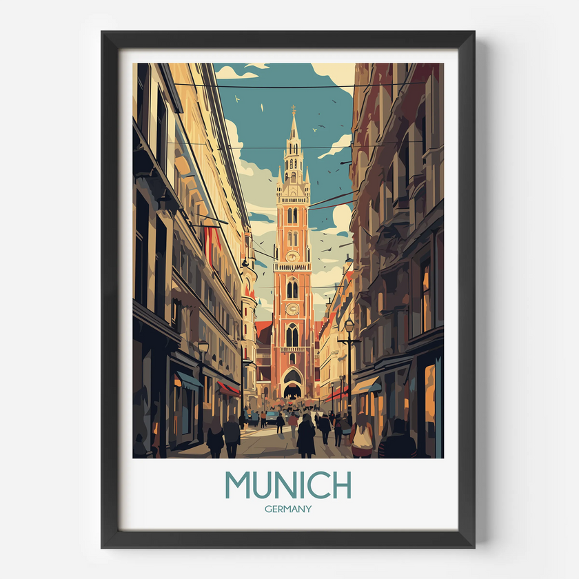 Munich Retro Travel Illustration