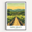 Napa Valley Vineyard Vintage Style Print