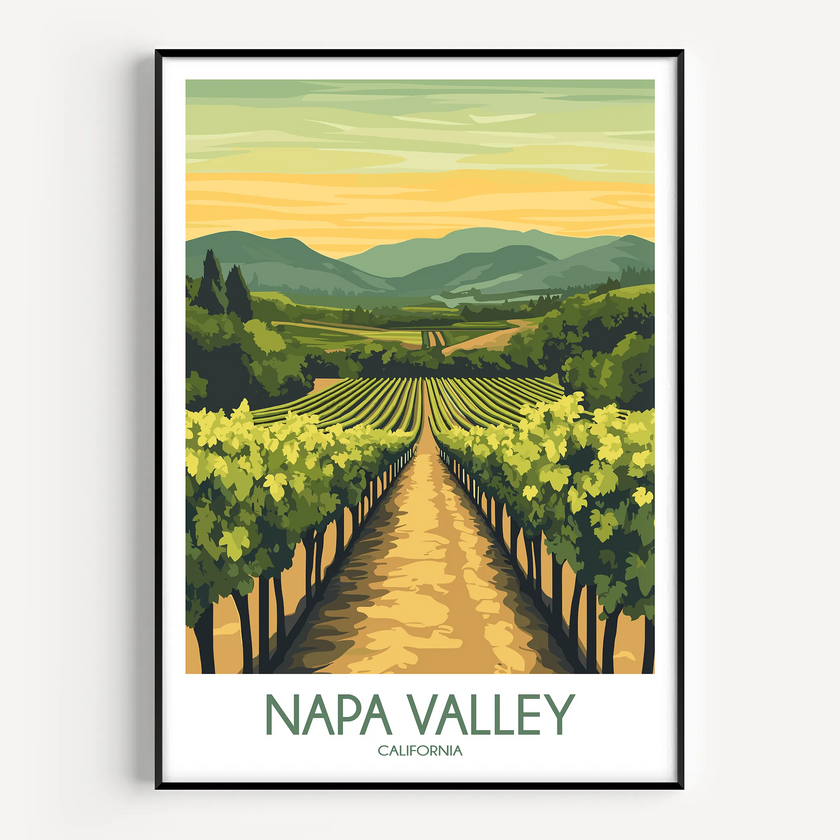 Napa Valley Vineyard Vintage Style Print