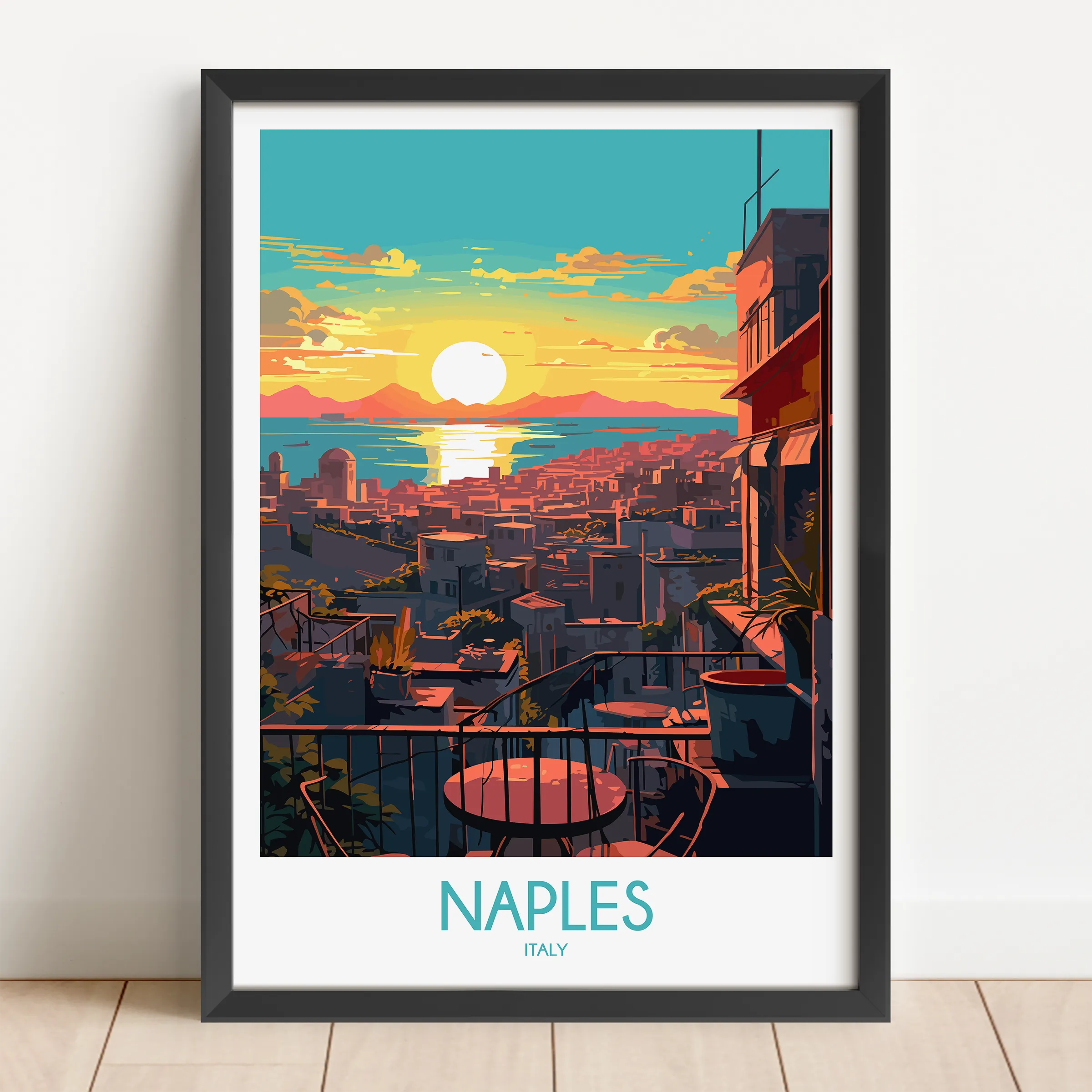 Naples Retro Travel Illustration