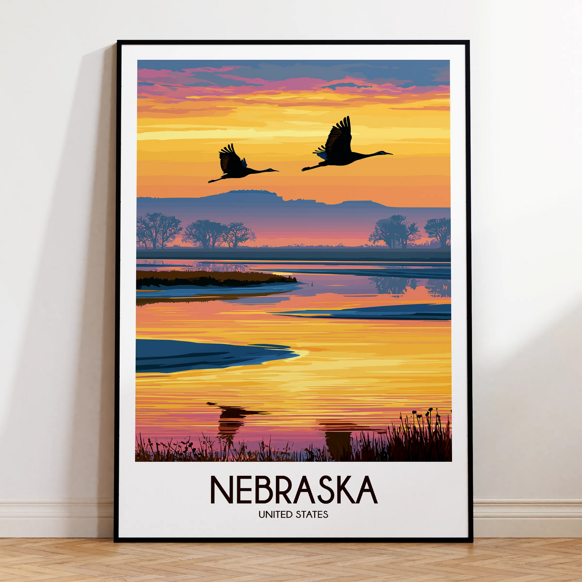 Nebraska Vintage Style Print